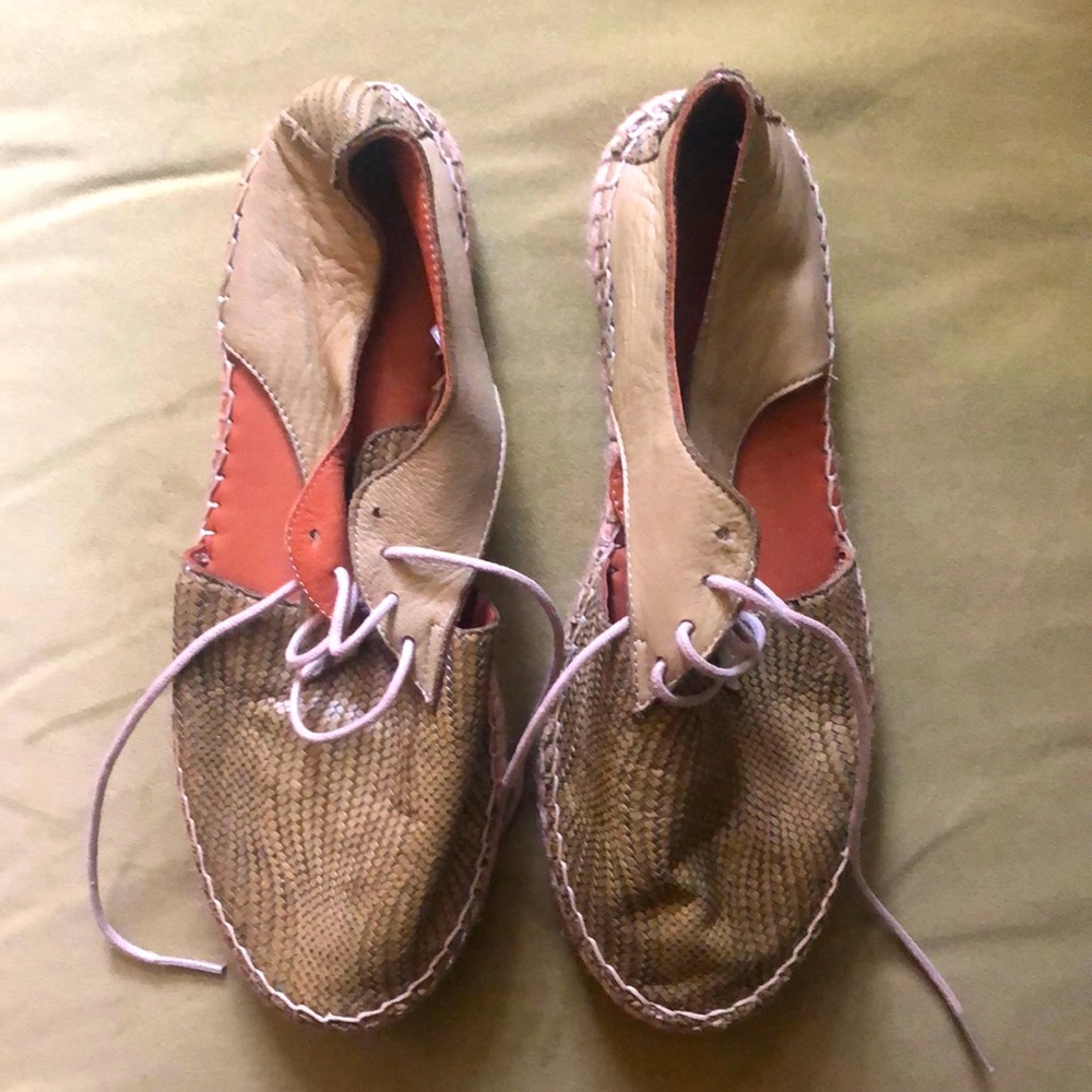 Bueno nimi olive green Oxford cutout espadrilles